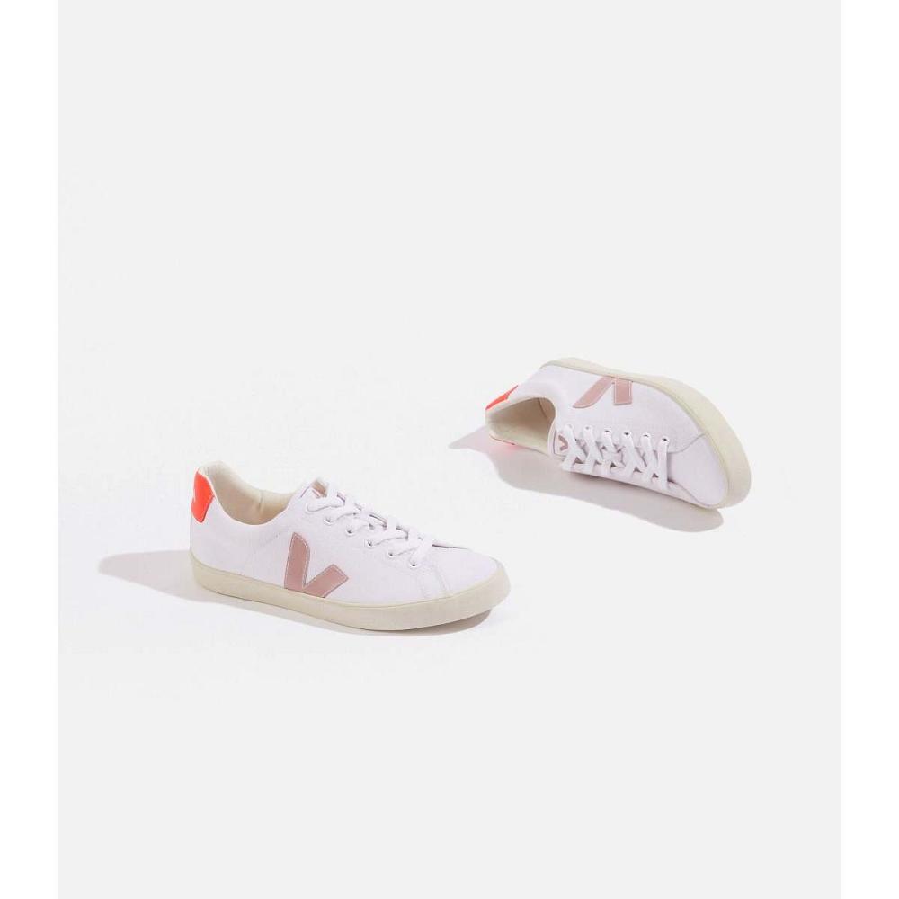 Women's Veja ESPLAR SE CANVAS Sneakers White/Orange | SG 605YXF